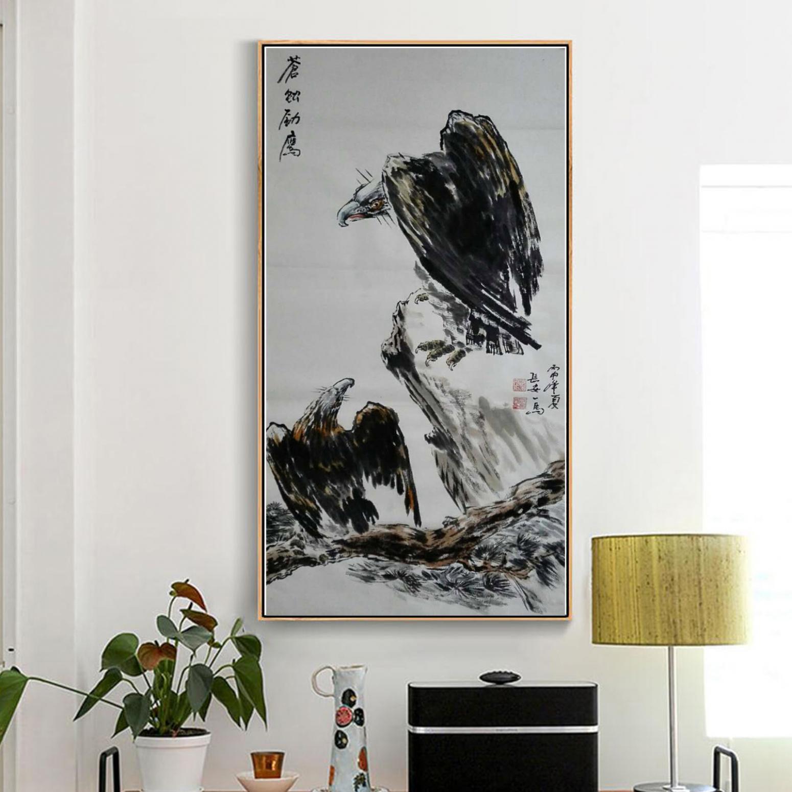 邵西安國畫作品《【蒼松勁鷹】作者邵西安》【圖3】