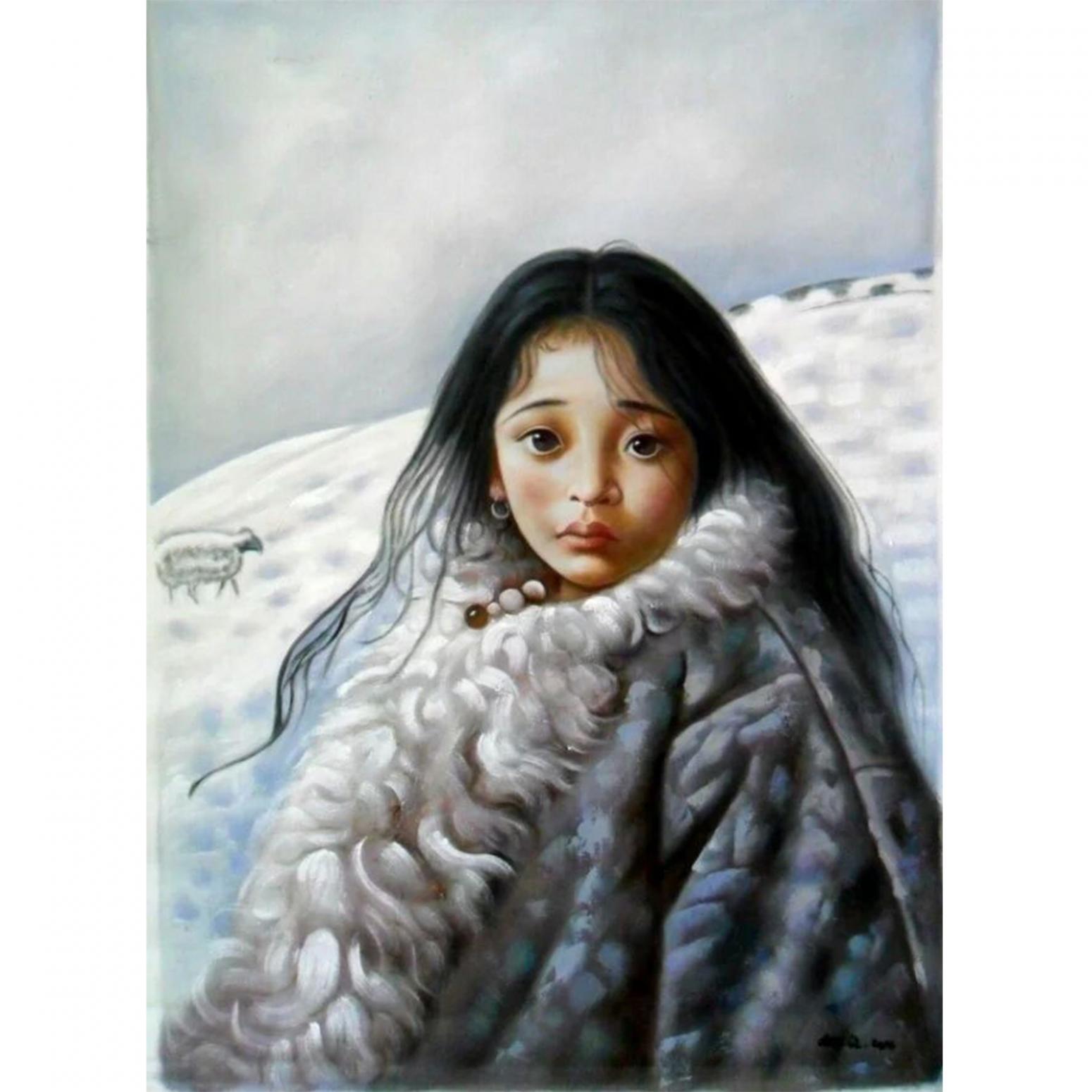 陳力油畫作品《【少女】作者陳力》