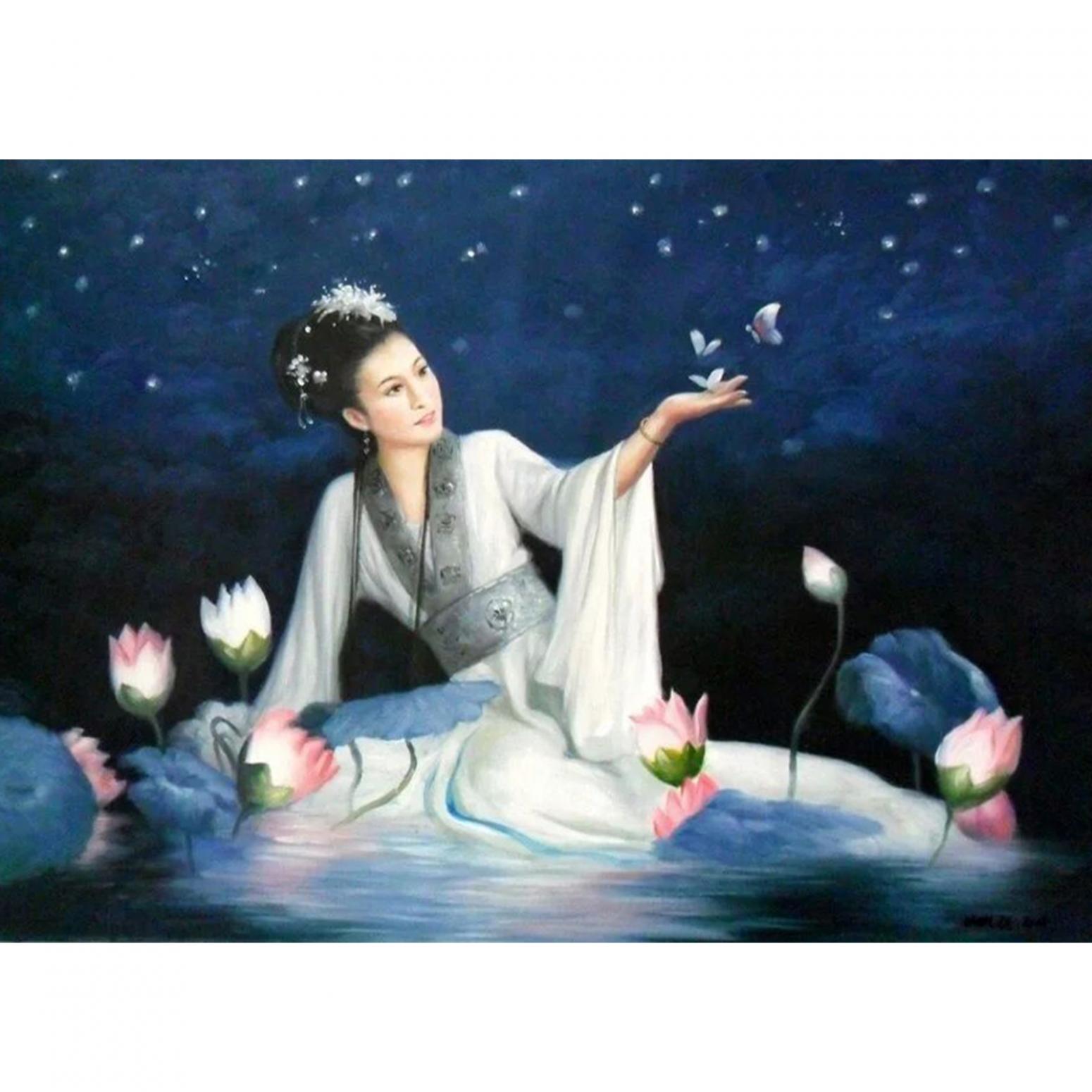 陳力油畫作品《古代美女油畫》