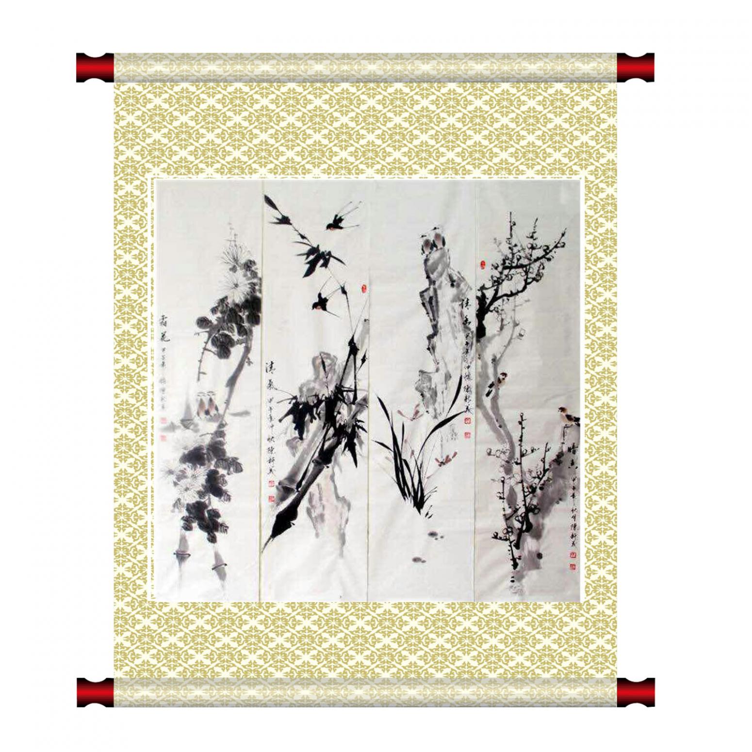 陳新義國畫作品《【梅蘭竹菊】陳新義》【圖1】