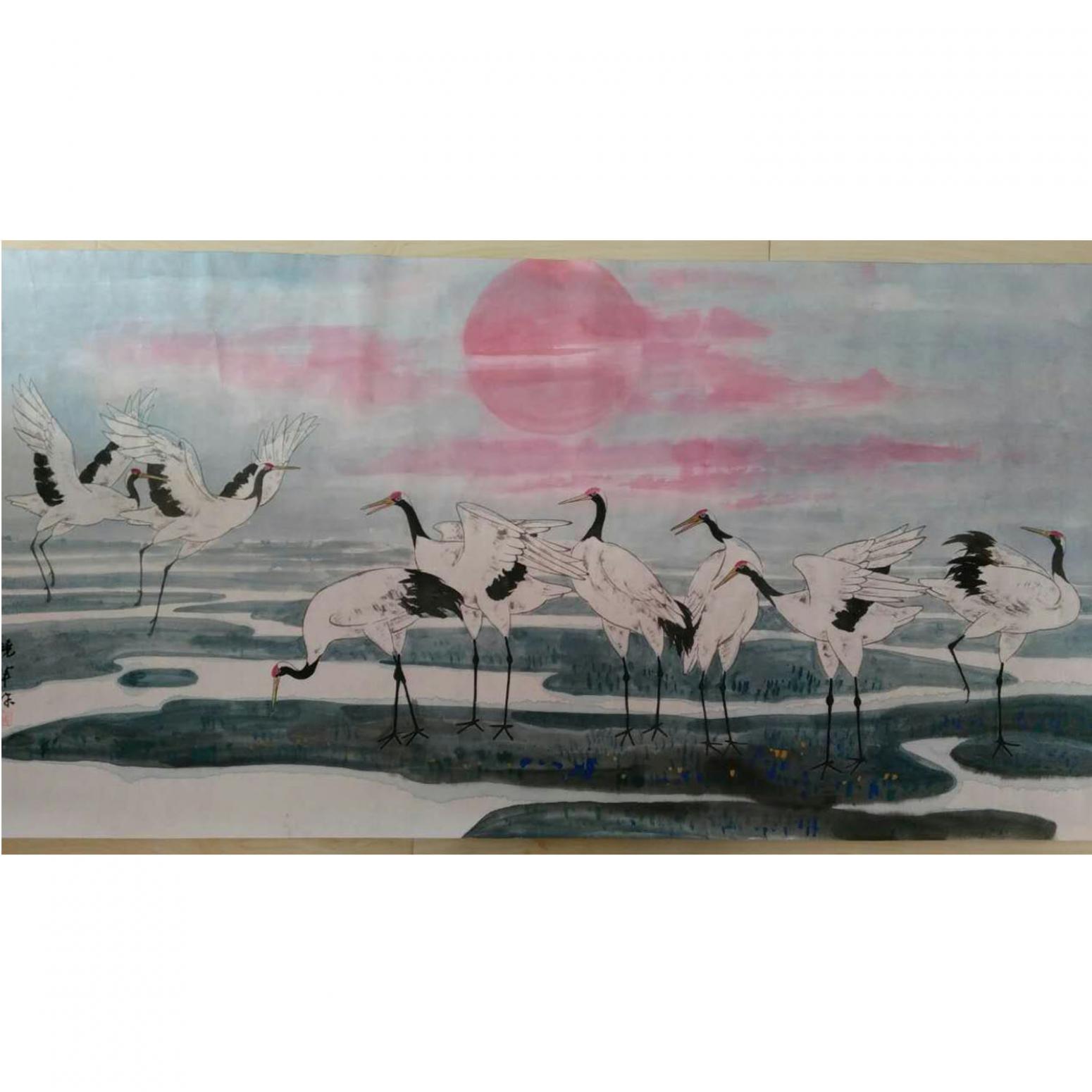 尹曉軍國畫作品《【鶴舞春歸】作者尹曉軍》