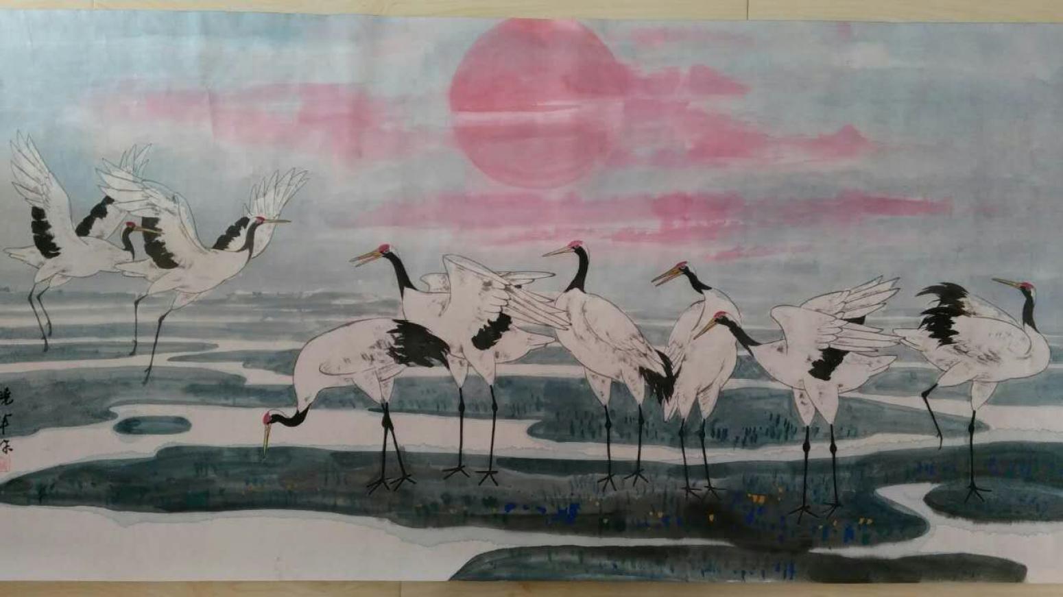 尹曉軍國畫作品《【鶴舞春歸】作者尹曉軍》【圖0】