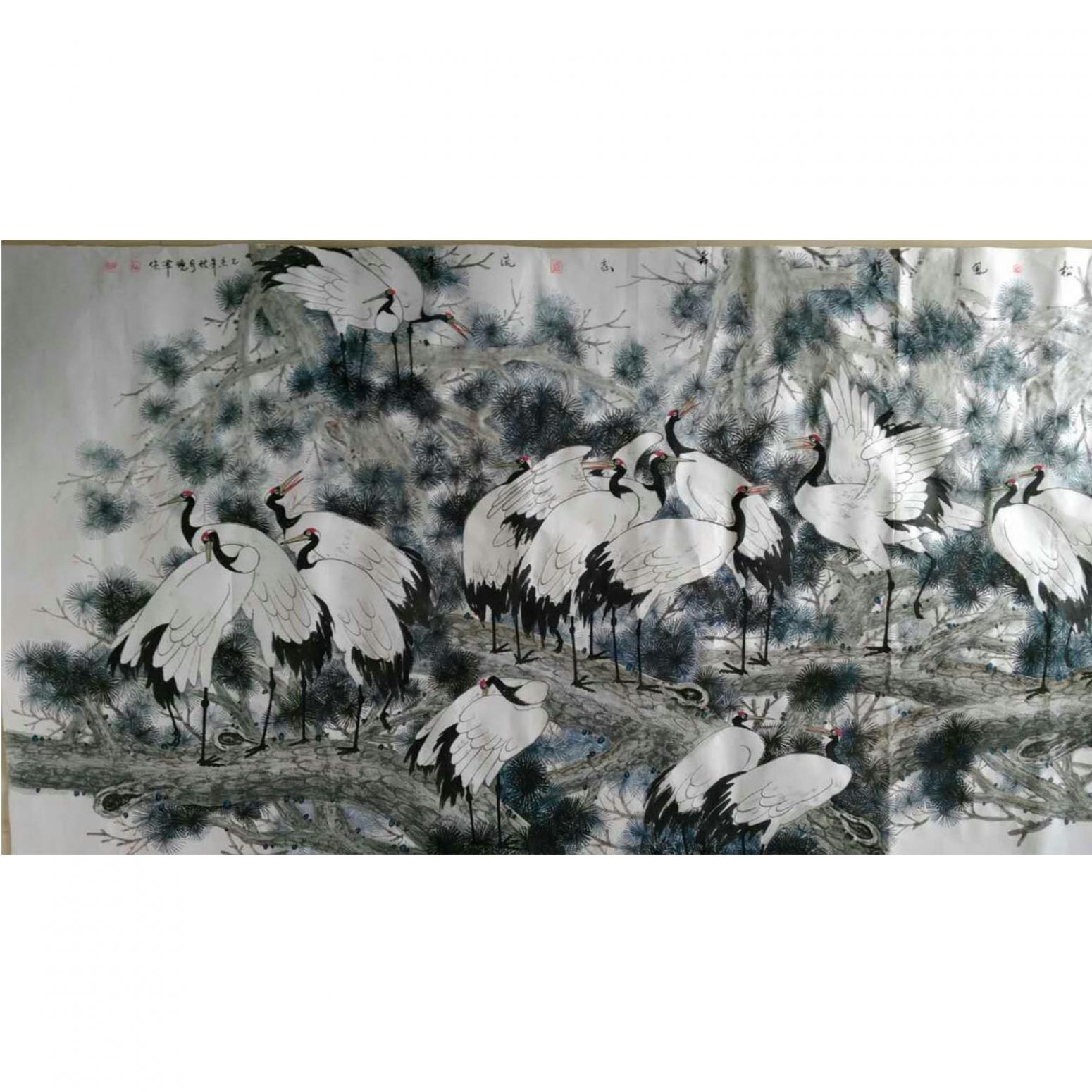 尹曉軍國(guó)畫作品《【松風(fēng)鶴舞忘流年】作者尹曉軍》