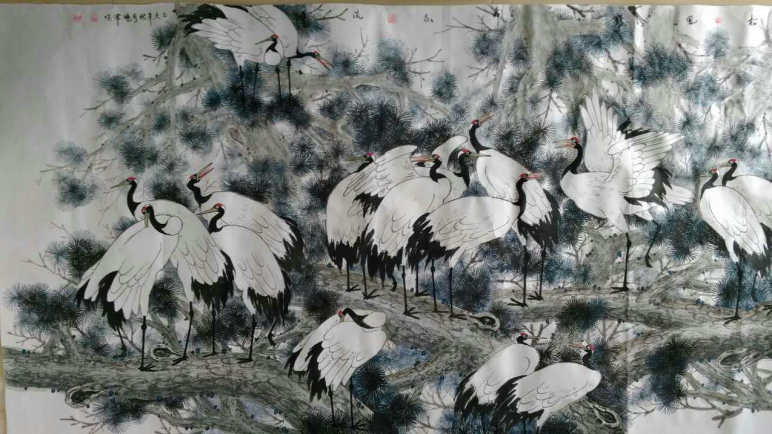 尹曉軍國(guó)畫作品《【松風(fēng)鶴舞忘流年】作者尹曉軍》【圖0】