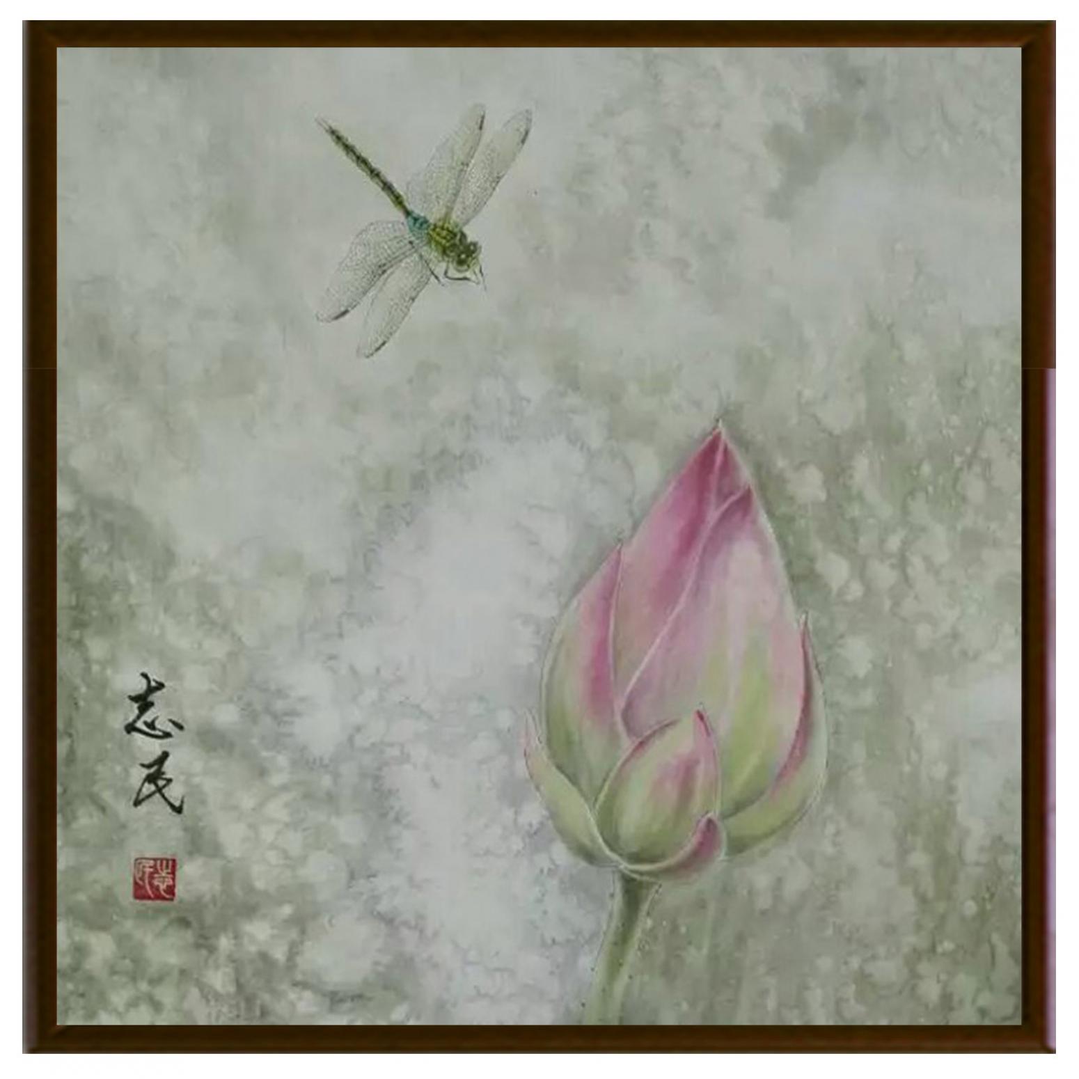 趙志民國畫作品《【荷尖蜻蜓】作者趙志民》【圖2】