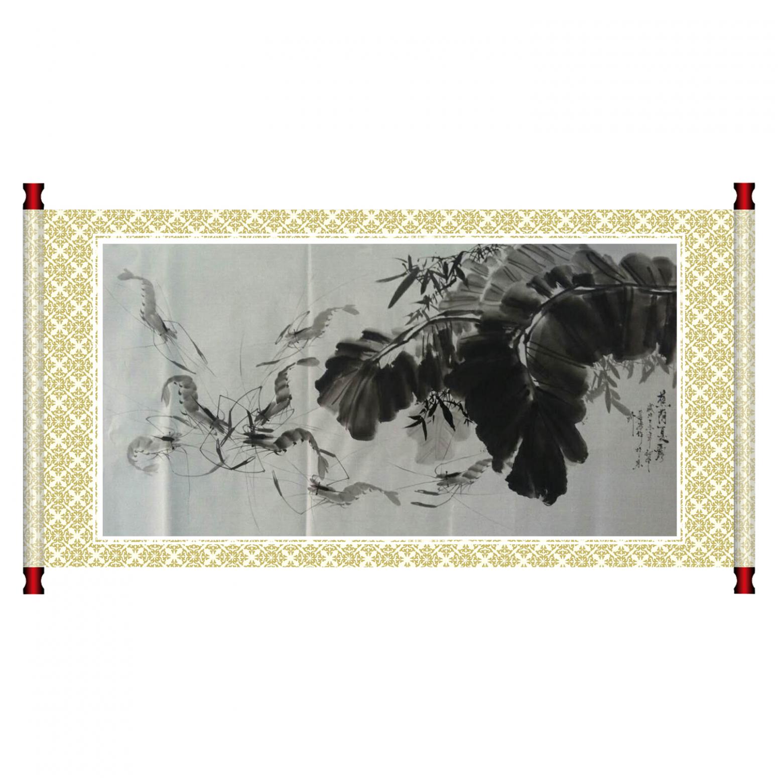 周居安國(guó)畫作品《【水墨游蝦】作者周居安》【圖1】