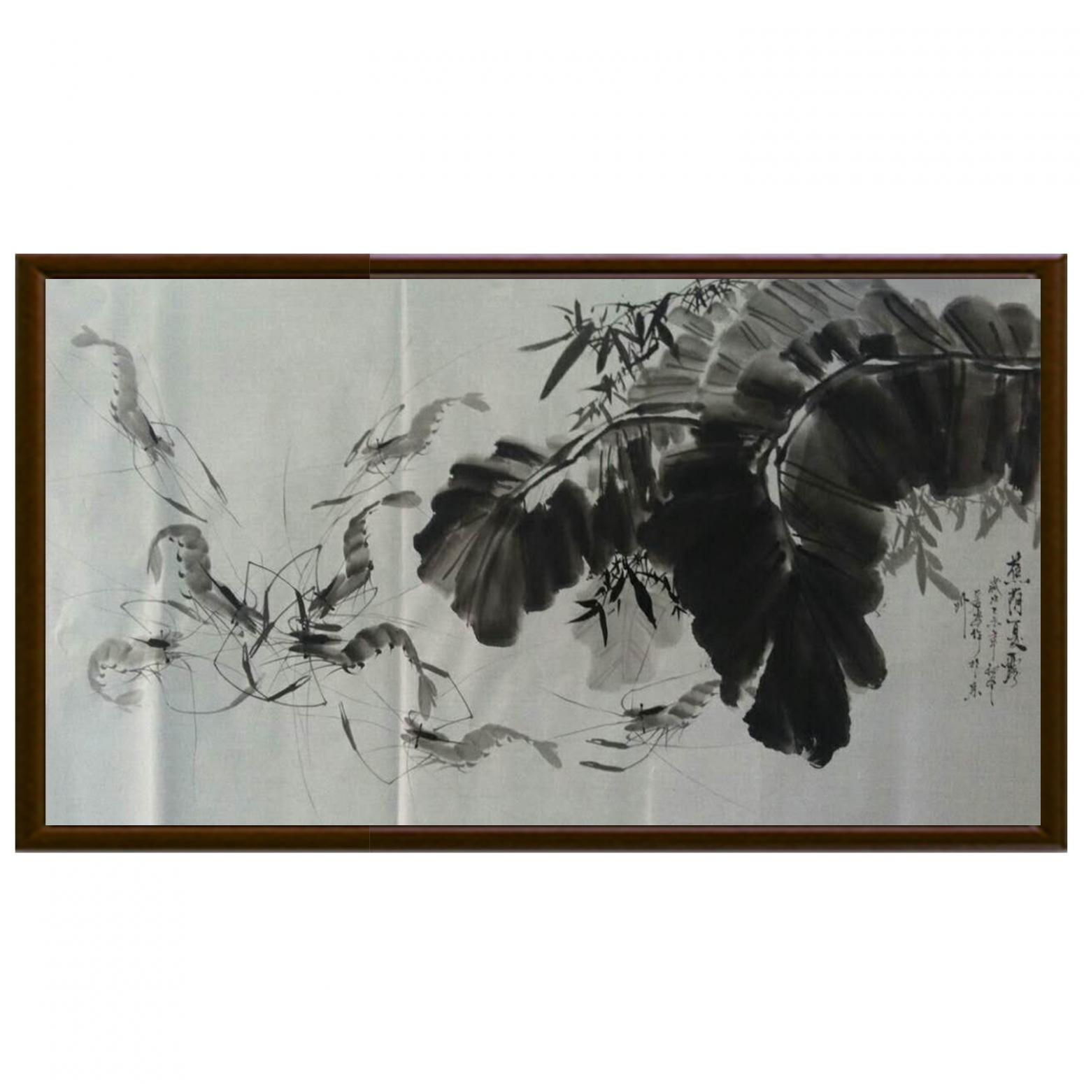 周居安國(guó)畫作品《【水墨游蝦】作者周居安》【圖2】