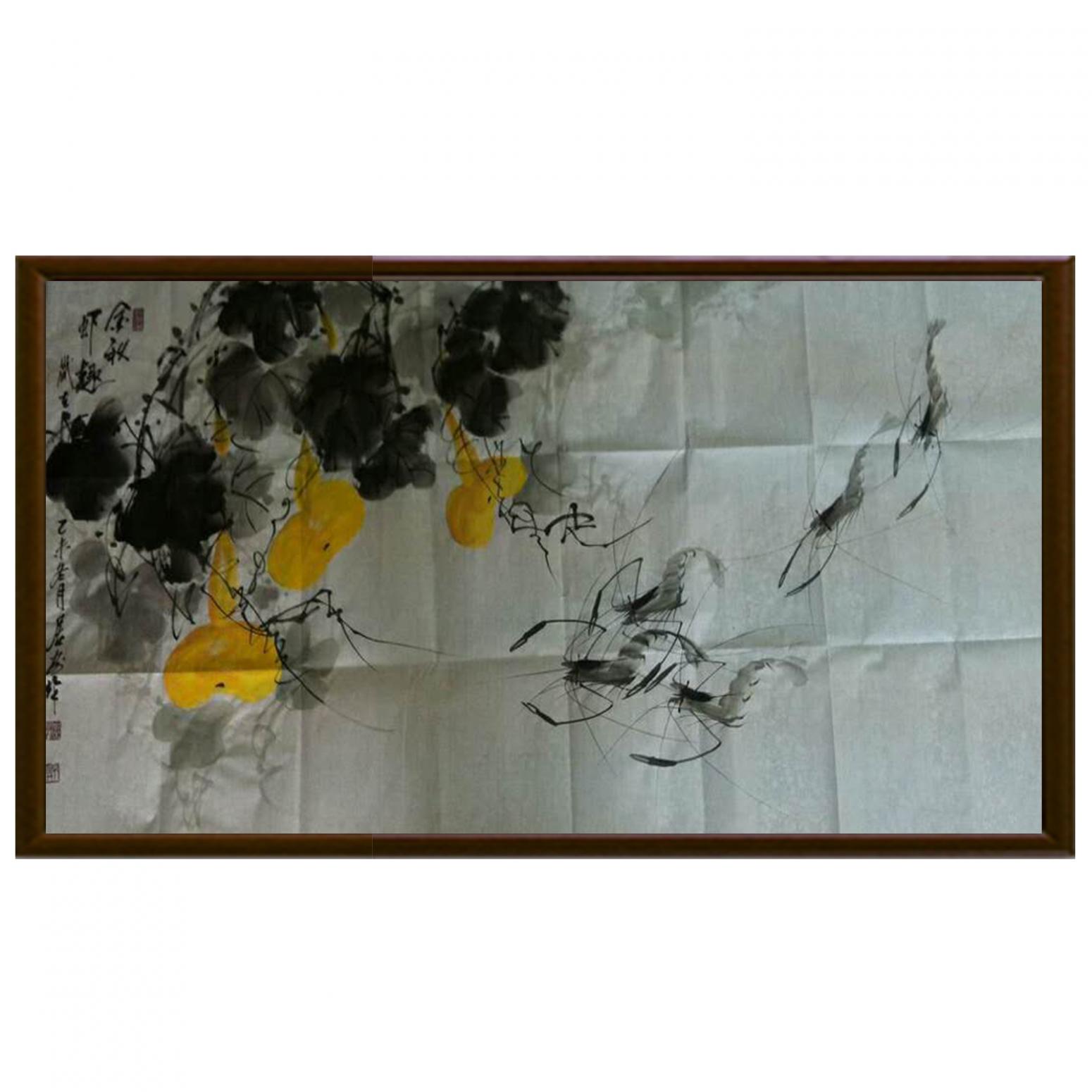 周居安國畫作品《【瓜果游蝦圖】作者周居安》【圖2】