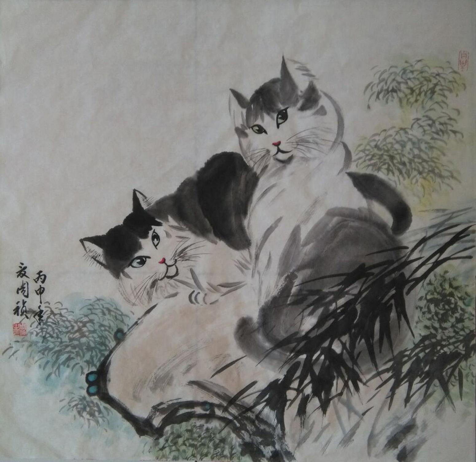 周禎國畫作品《【貓】作者周禎》【圖0】