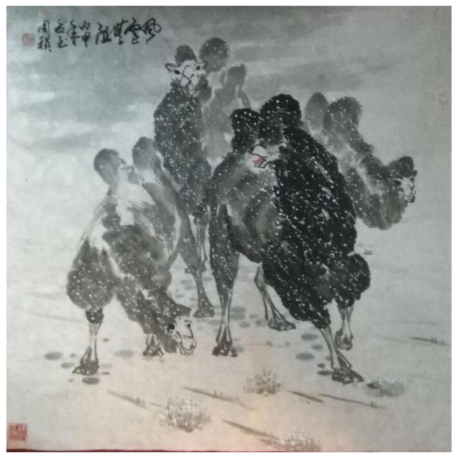 周禎國(guó)畫(huà)作品《【風(fēng)雪無(wú)阻2】作者周禎》