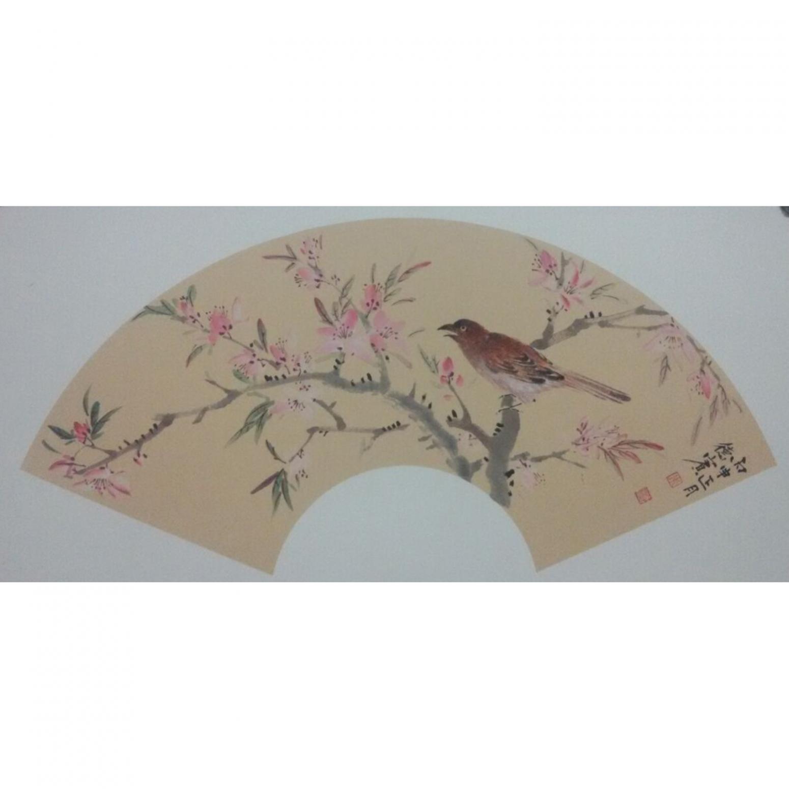 朱德賓國(guó)畫作品《【花鳥扇面1】作者朱德賓》