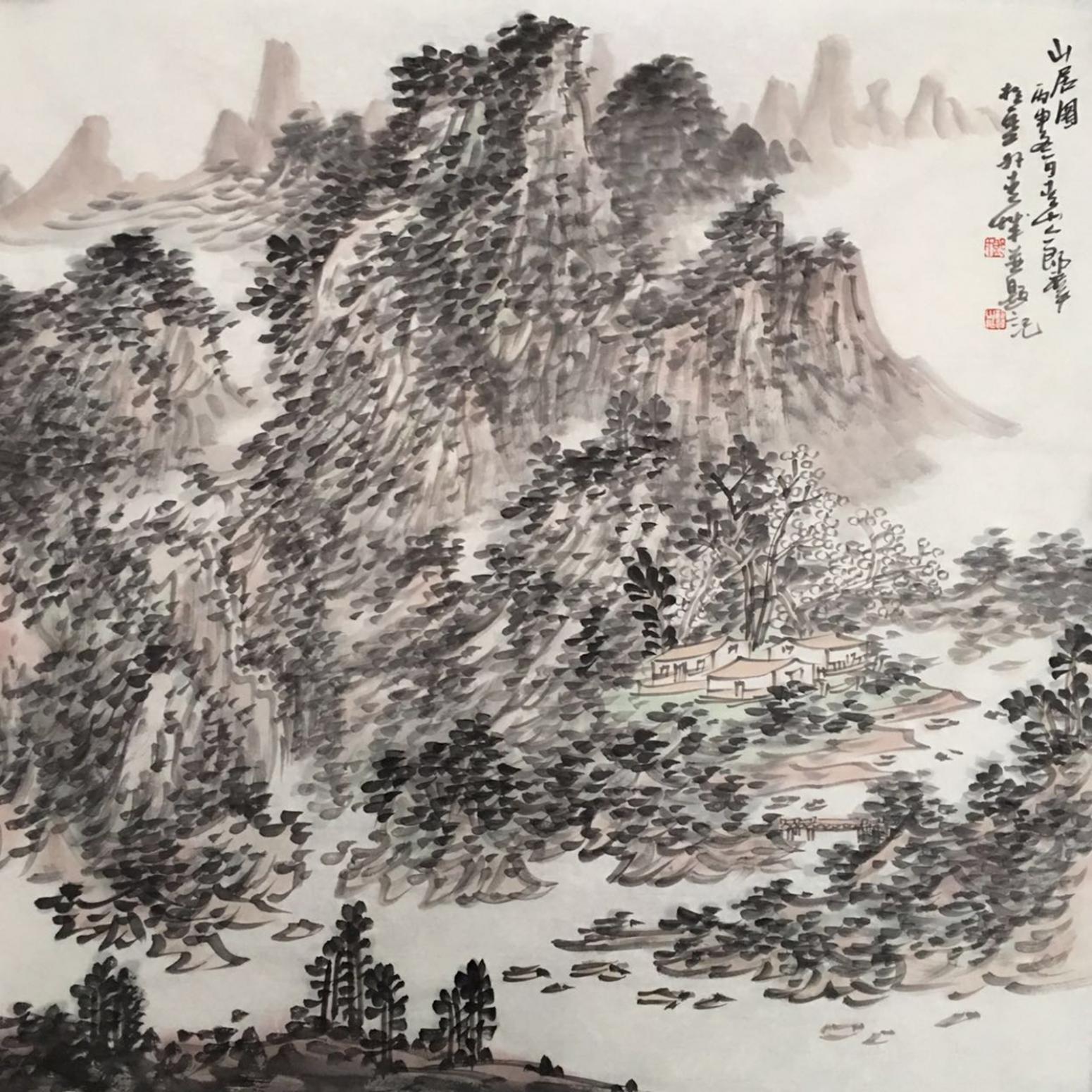 郎祎國畫作品《【山居圖1】作者郎祎》【圖0】