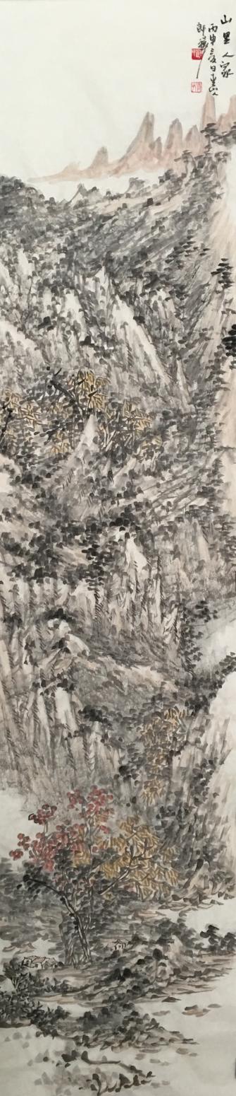 郎祎國畫作品《【山里人家】作者郎祎》【圖0】