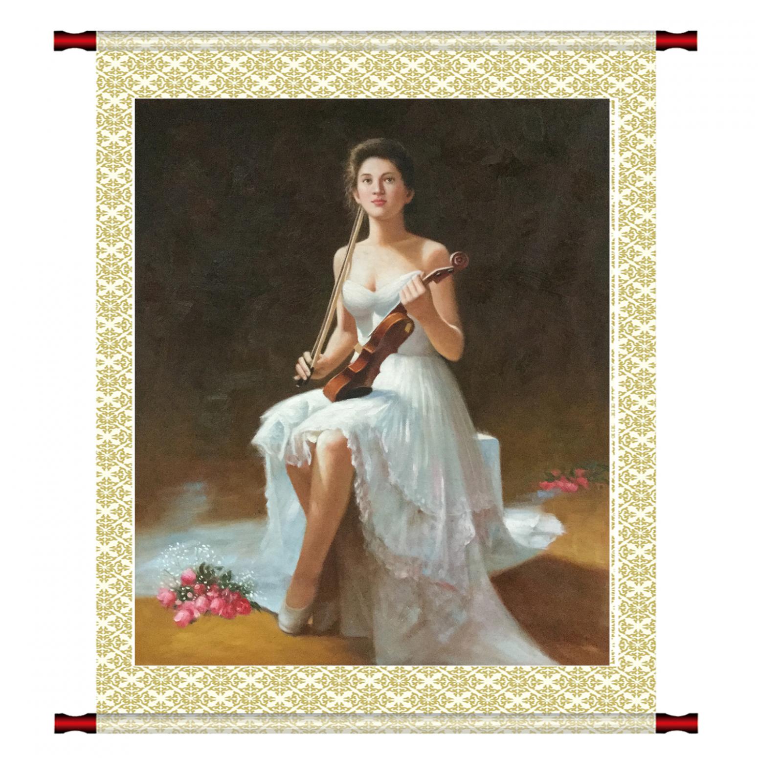 朱世想油畫(huà)作品《【琴女】作者朱世想 臨摹》【圖1】