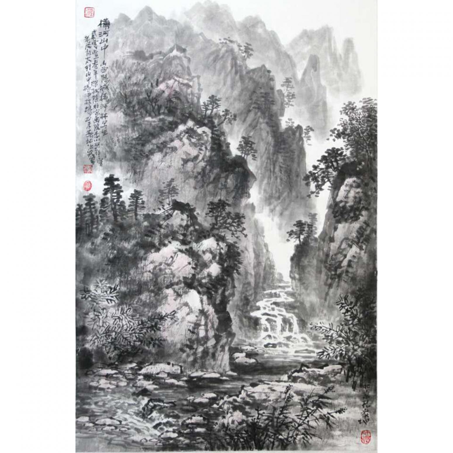 梁義勇國(guó)畫作品《【山水3】作者梁義勇》