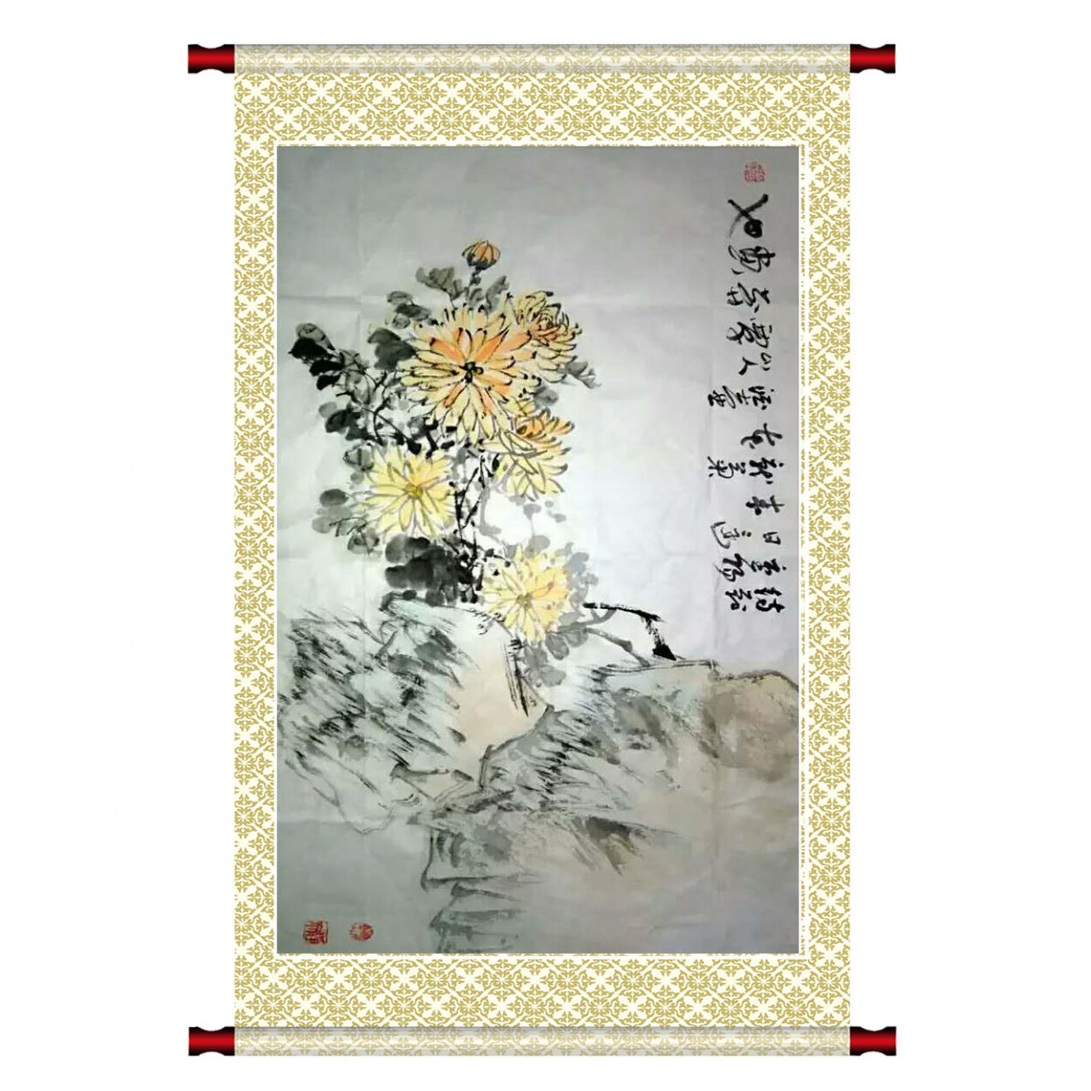 覃莽國畫作品《【當(dāng)菊】作者覃莽》【圖1】
