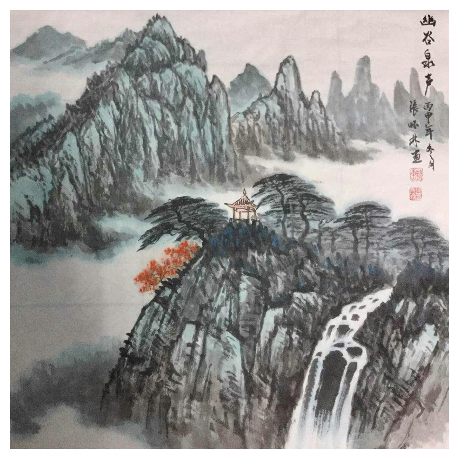 張懷林國畫作品《【幽谷泉聲】作者張懷林》