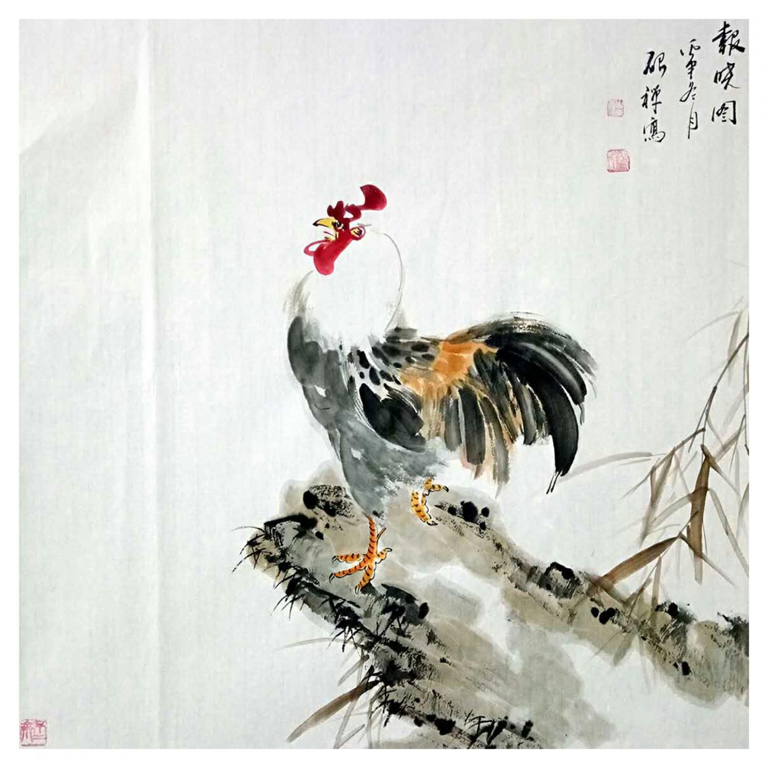 張清永國畫作品《【報(bào)曉圖】》