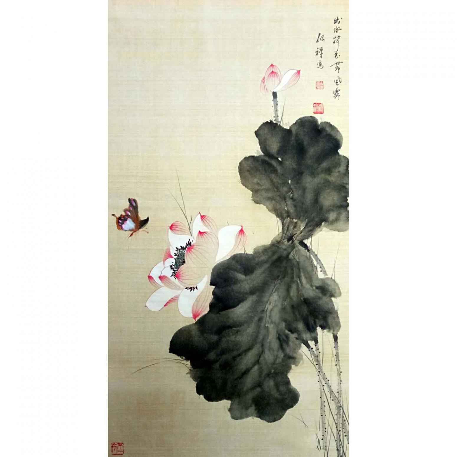 張清永國畫作品《【出水荷】作者張清永》