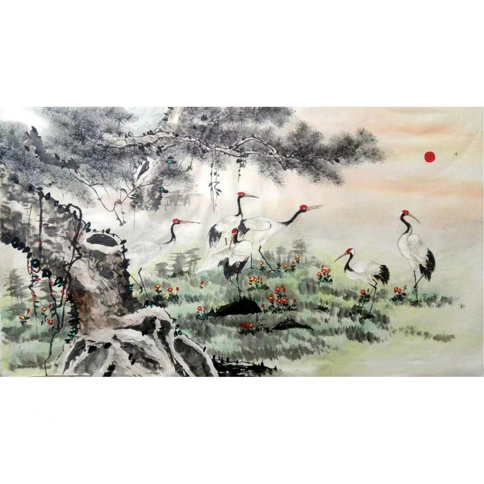 高銳鋒國(guó)畫作品《【仙鶴1】作者高銳鋒》