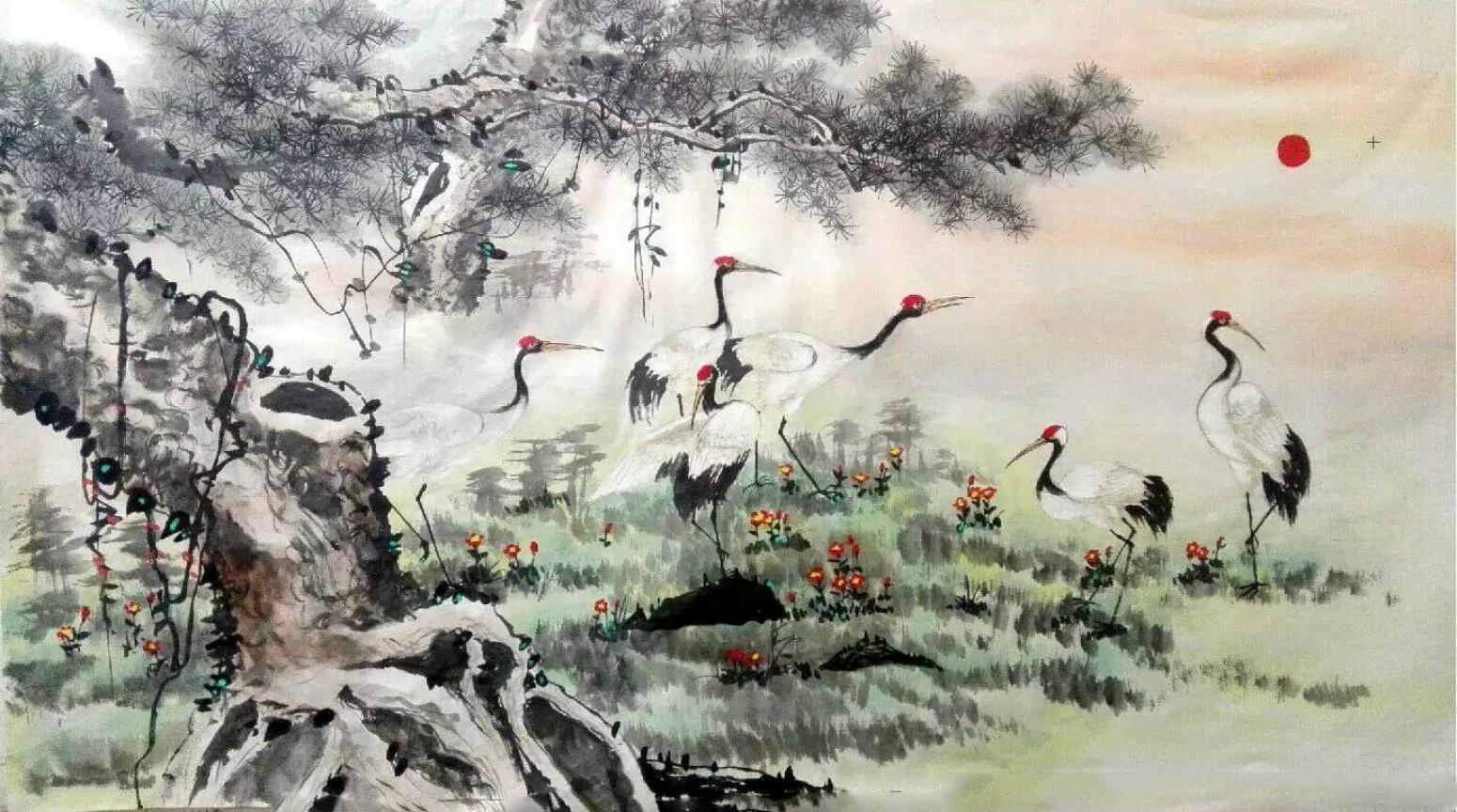 高銳鋒國(guó)畫作品《【仙鶴1】作者高銳鋒》【圖0】