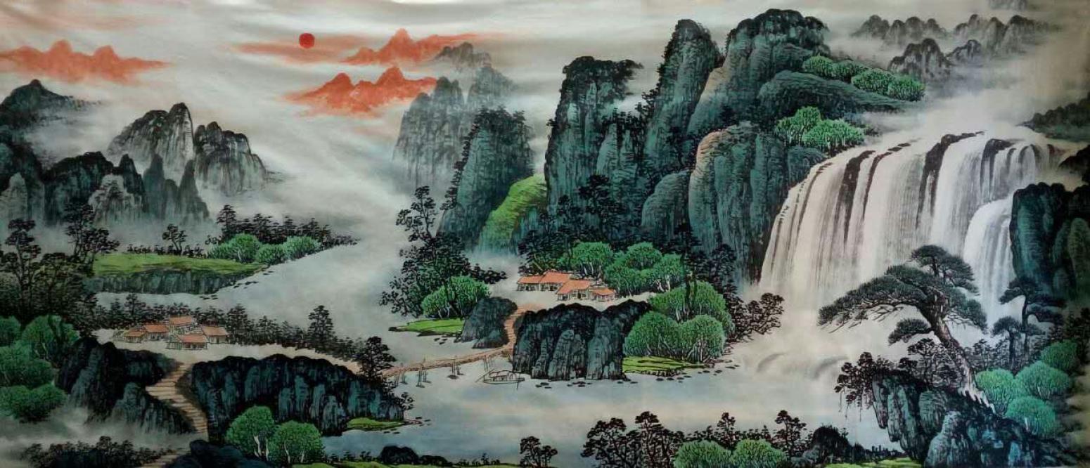 韋杰球國畫作品《【高山流水62】作者韋杰球》【圖0】