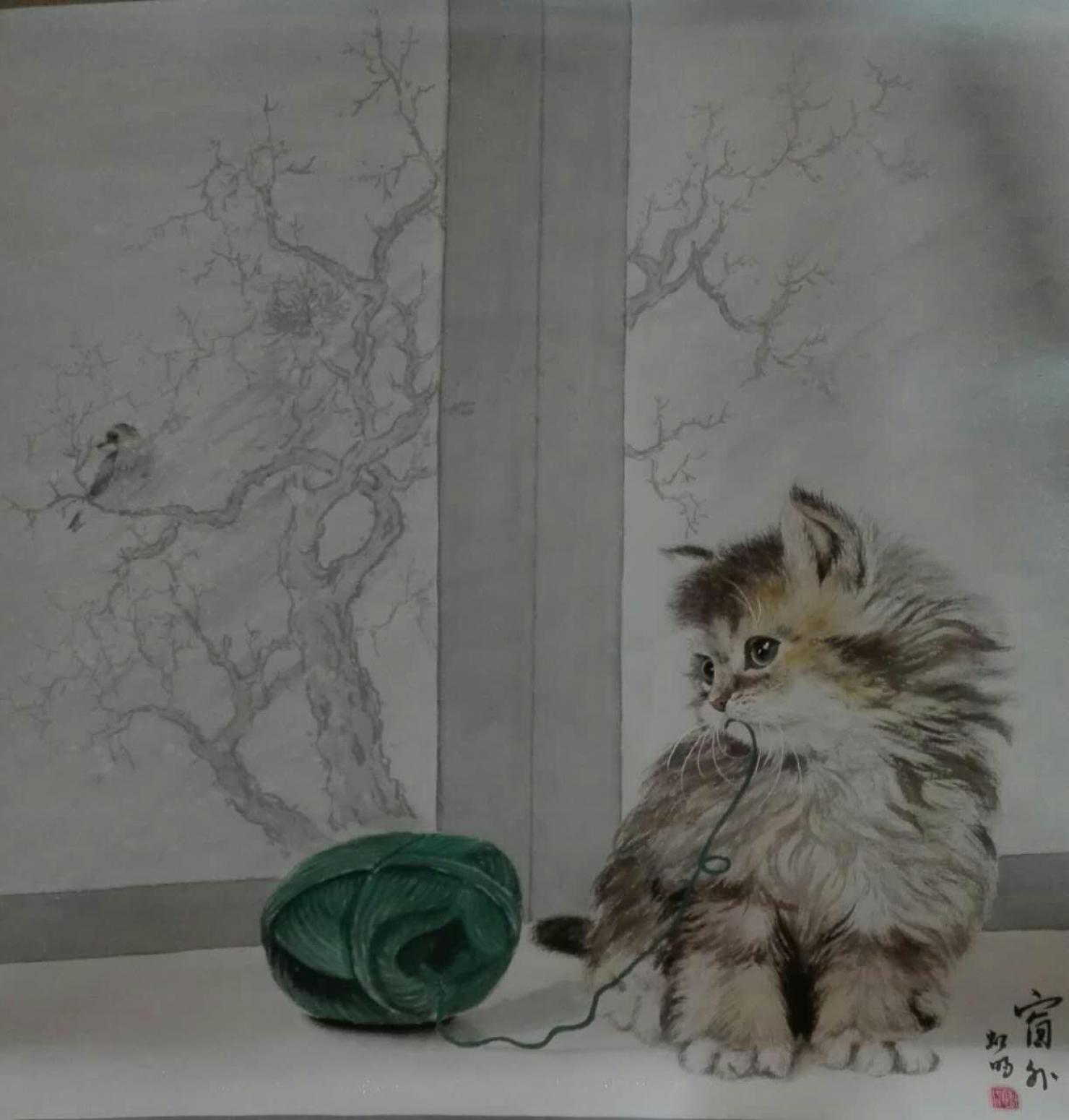 羅虹明國畫作品《【窗外】作者羅虹明》【圖0】