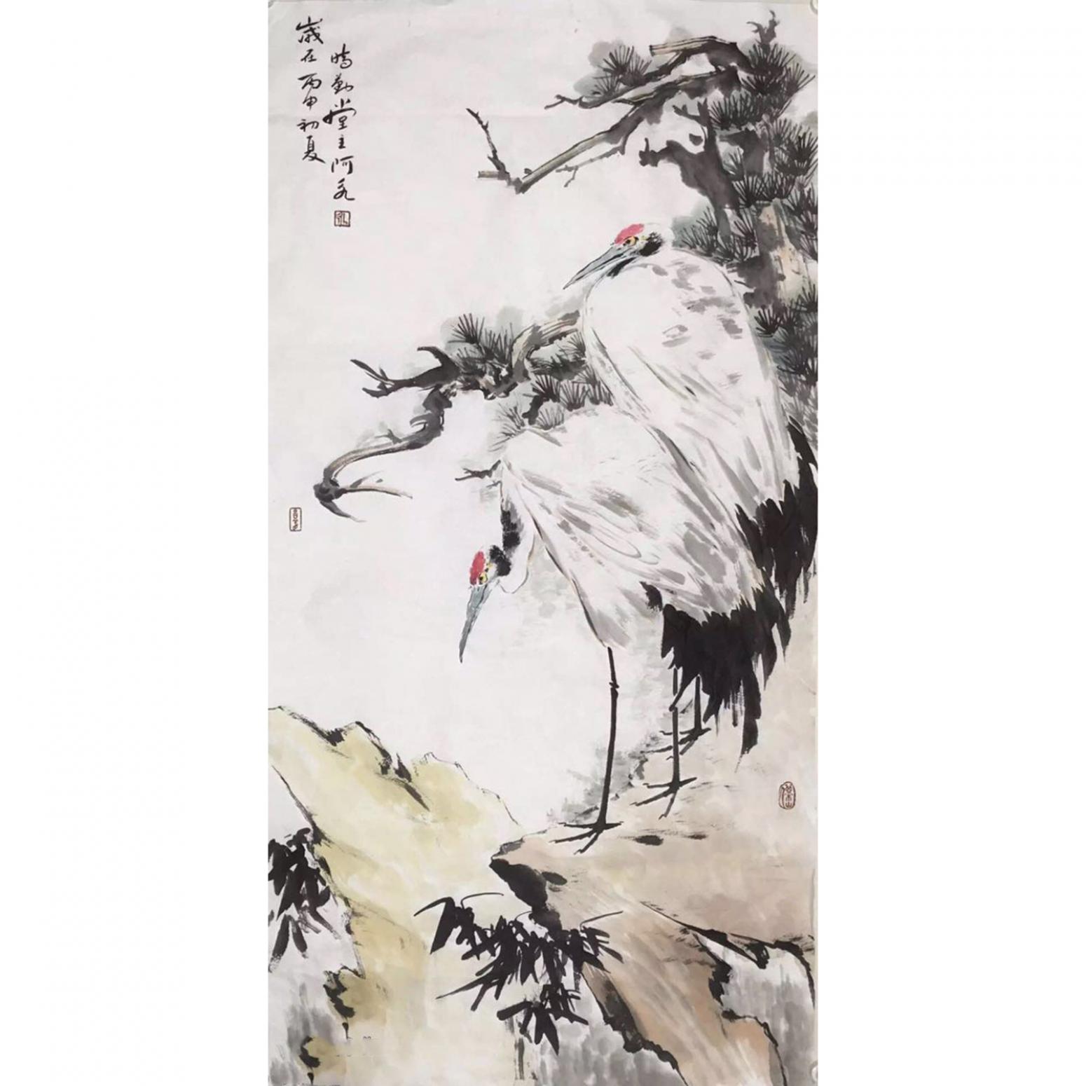 王君永國畫作品《【松鶴延年1】作者王君永》