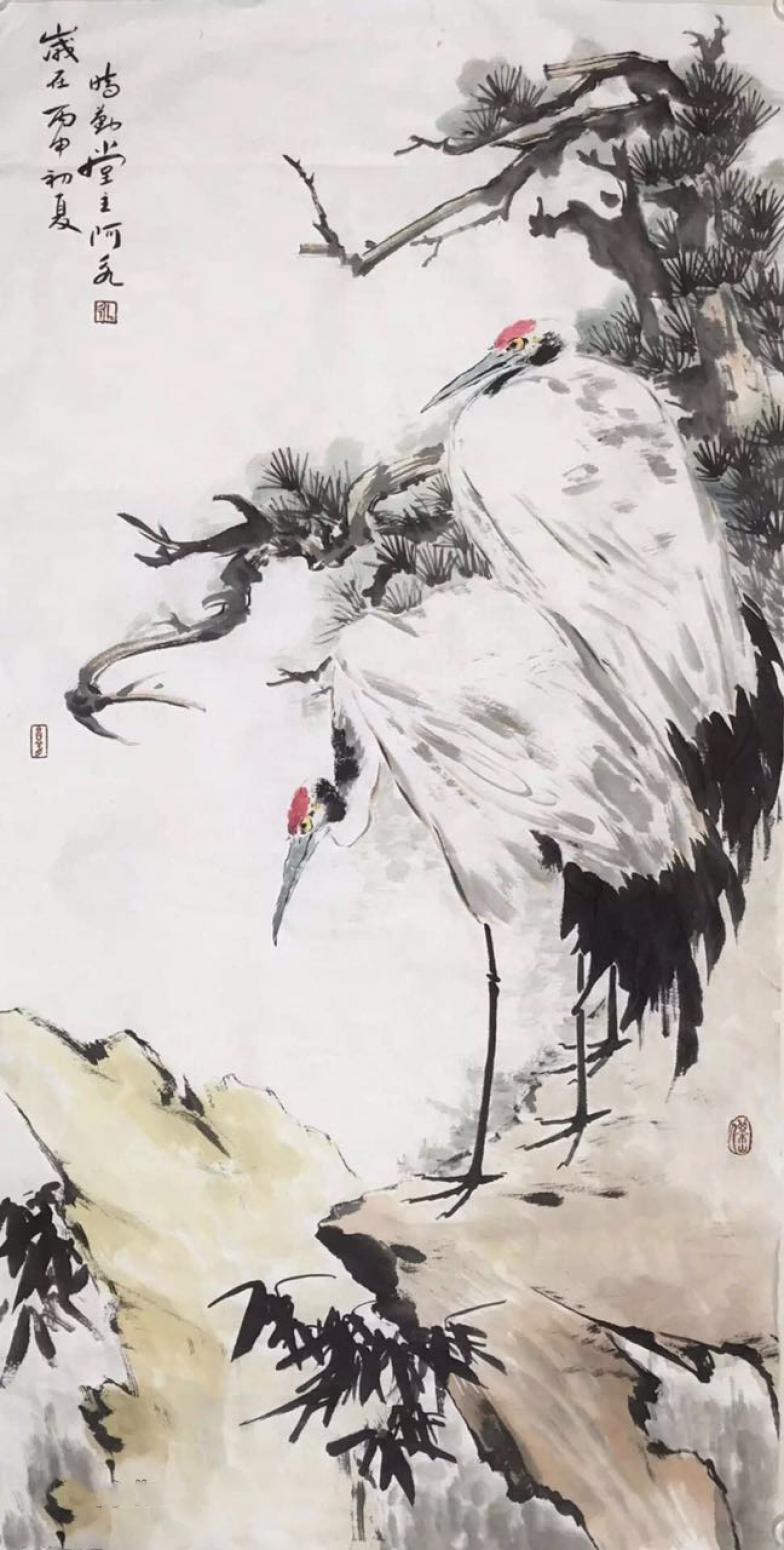 王君永國畫作品《【松鶴延年1】作者王君永》【圖0】