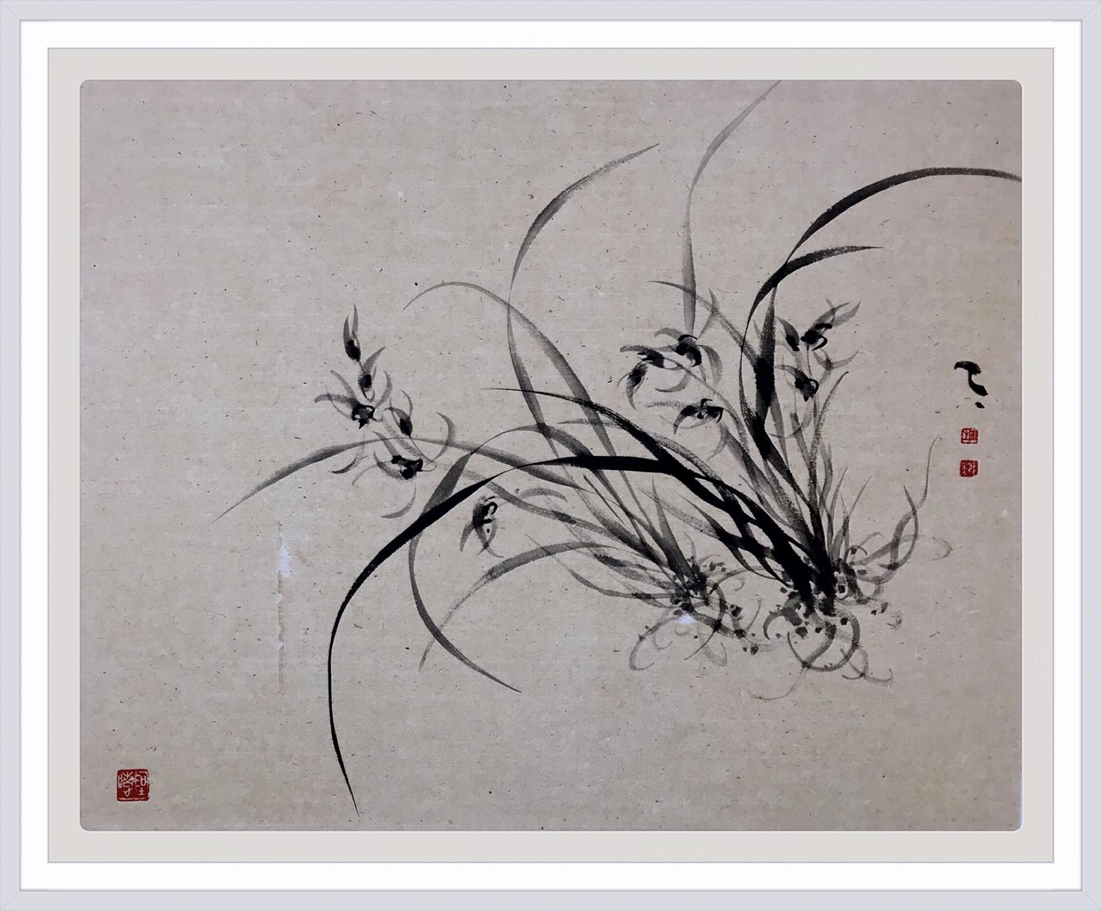 周牧天國(guó)畫(huà)作品《水墨蘭花》