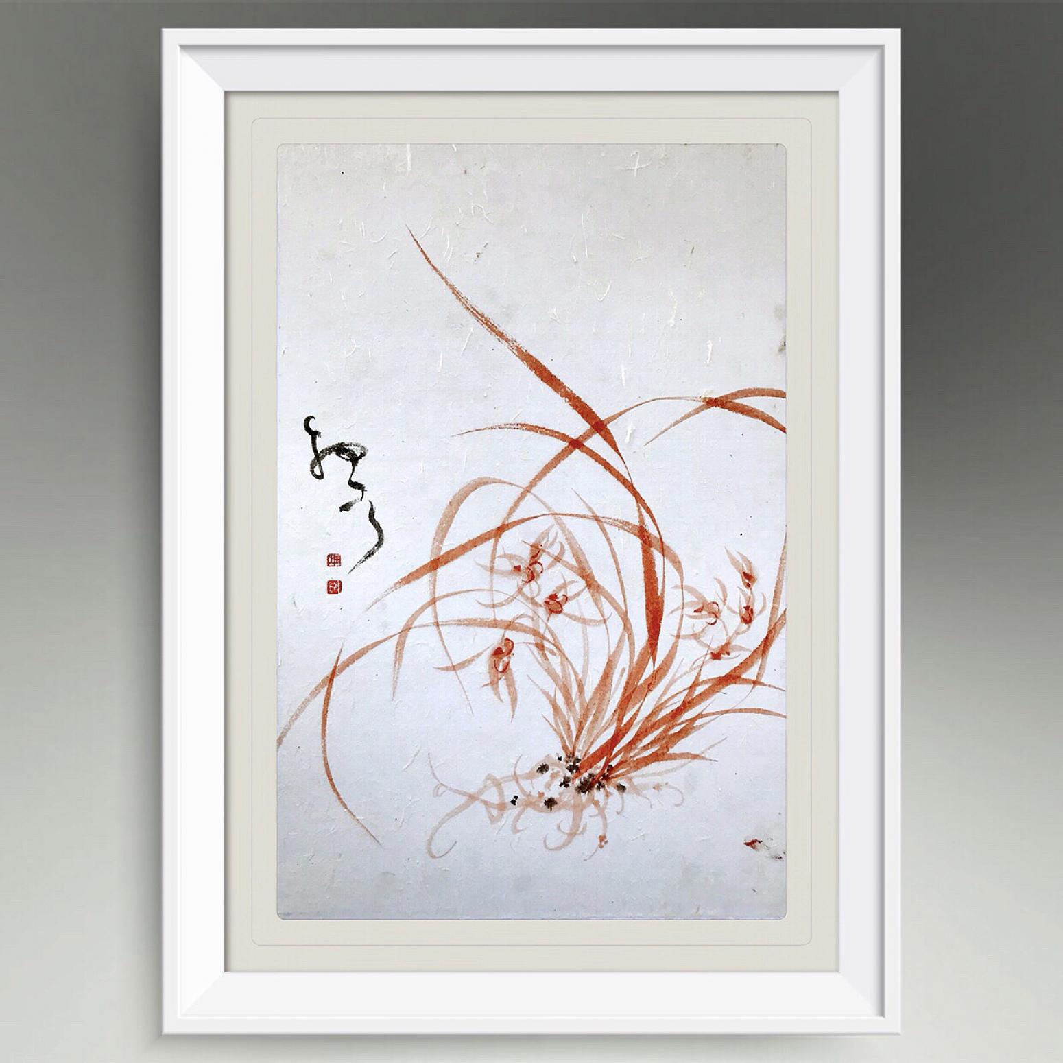 周牧天國畫作品《朱砂蘭》