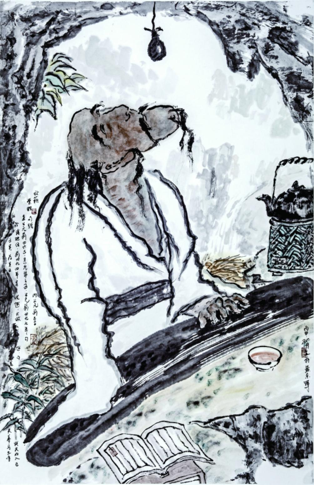 黃東輝國畫作品《【臥薪藏膽】作者黃東輝》