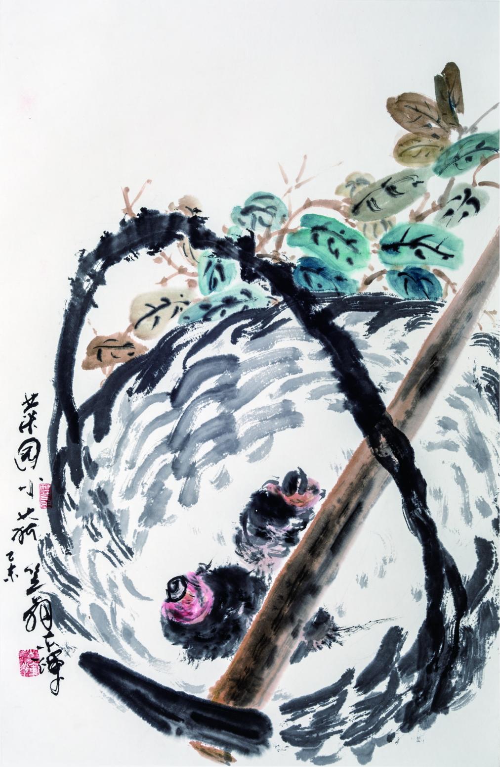 黃東輝國畫作品《【菜園小獲】作者黃東輝》