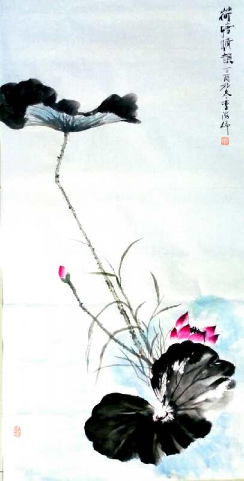 李牧國(guó)畫(huà)作品《荷塘情韻》