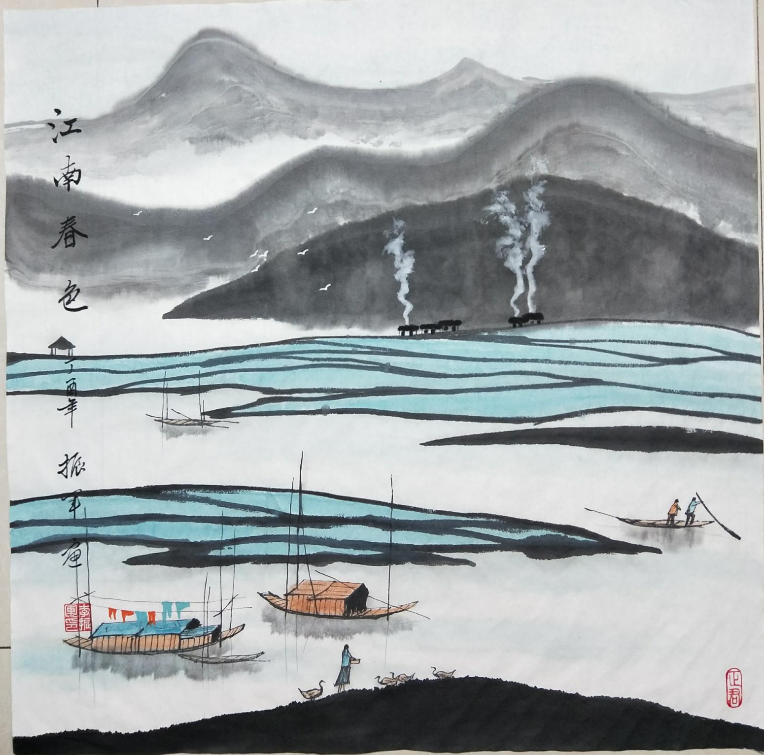 李振軍國畫作品《江南春色》