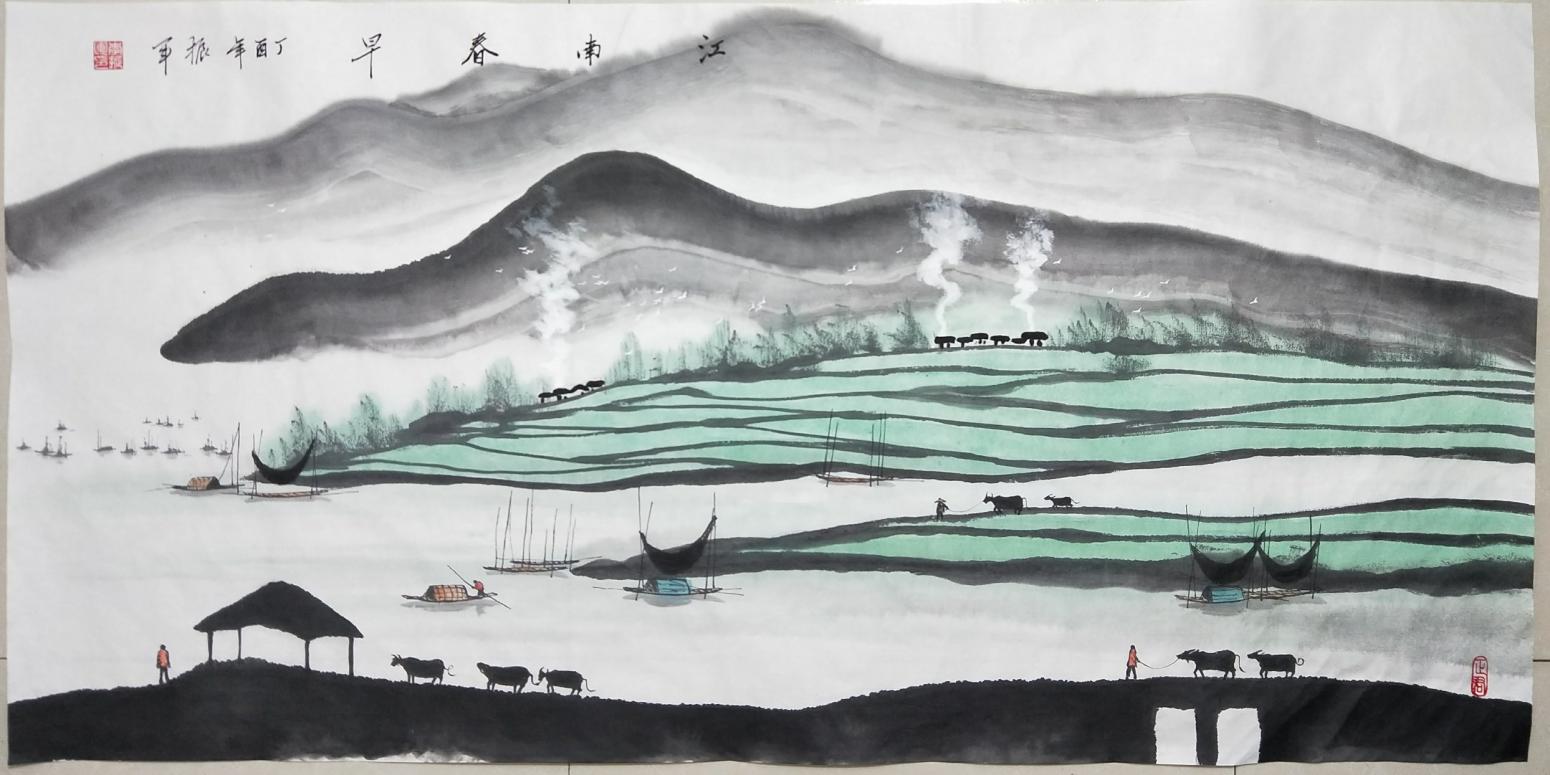 李振軍國(guó)畫(huà)作品《江南春早》