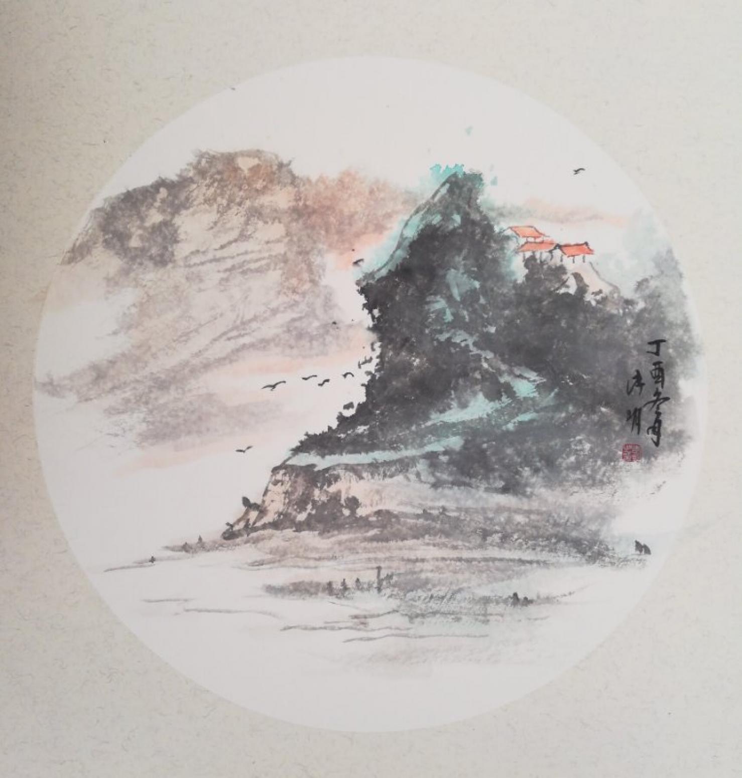 李明國畫作品《山水小品》