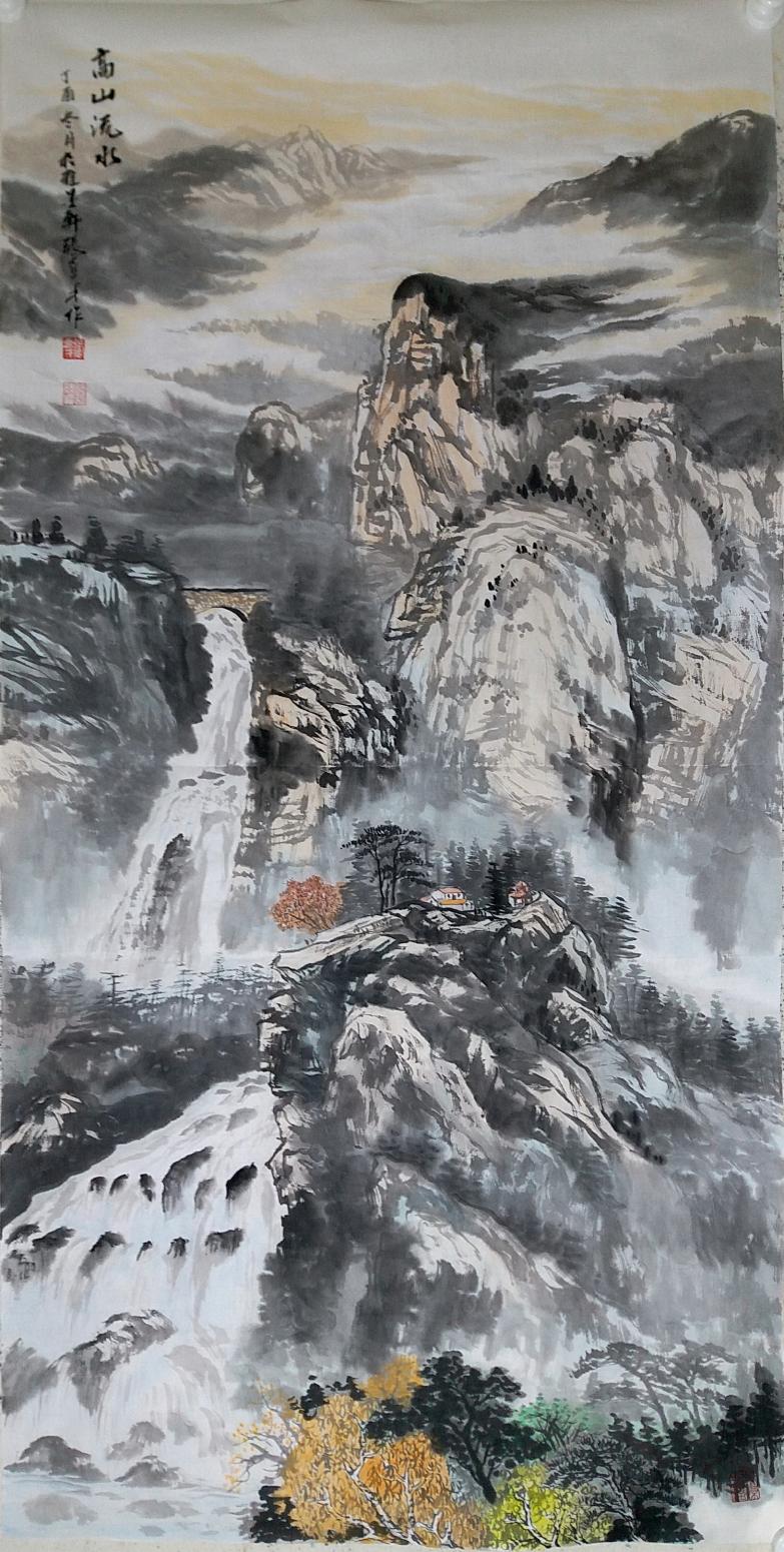 張喜才國畫作品《高山流水》