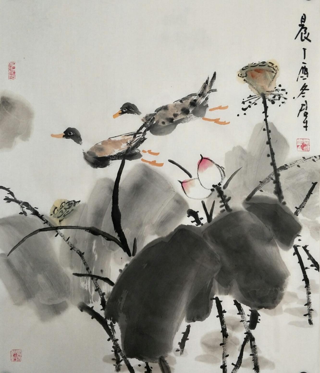 田君才國畫作品《晨》