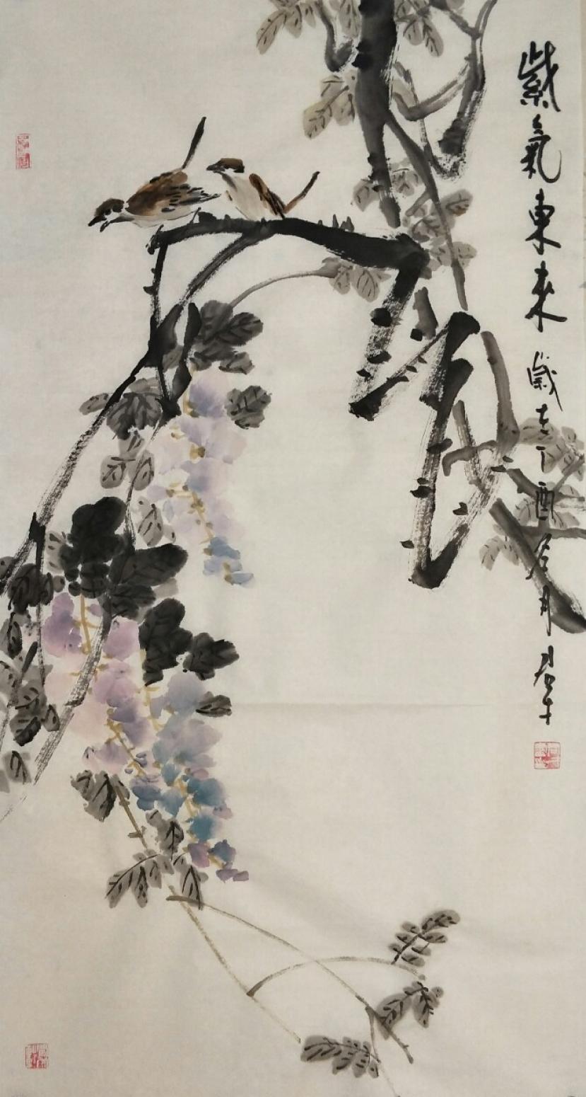 田君才國畫作品《紫氣東來》