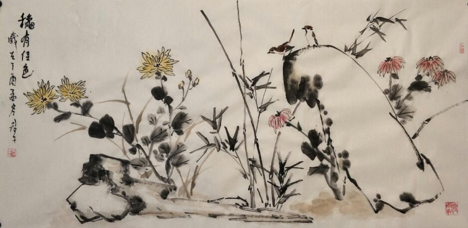 田君才國畫作品《秋有佳色》