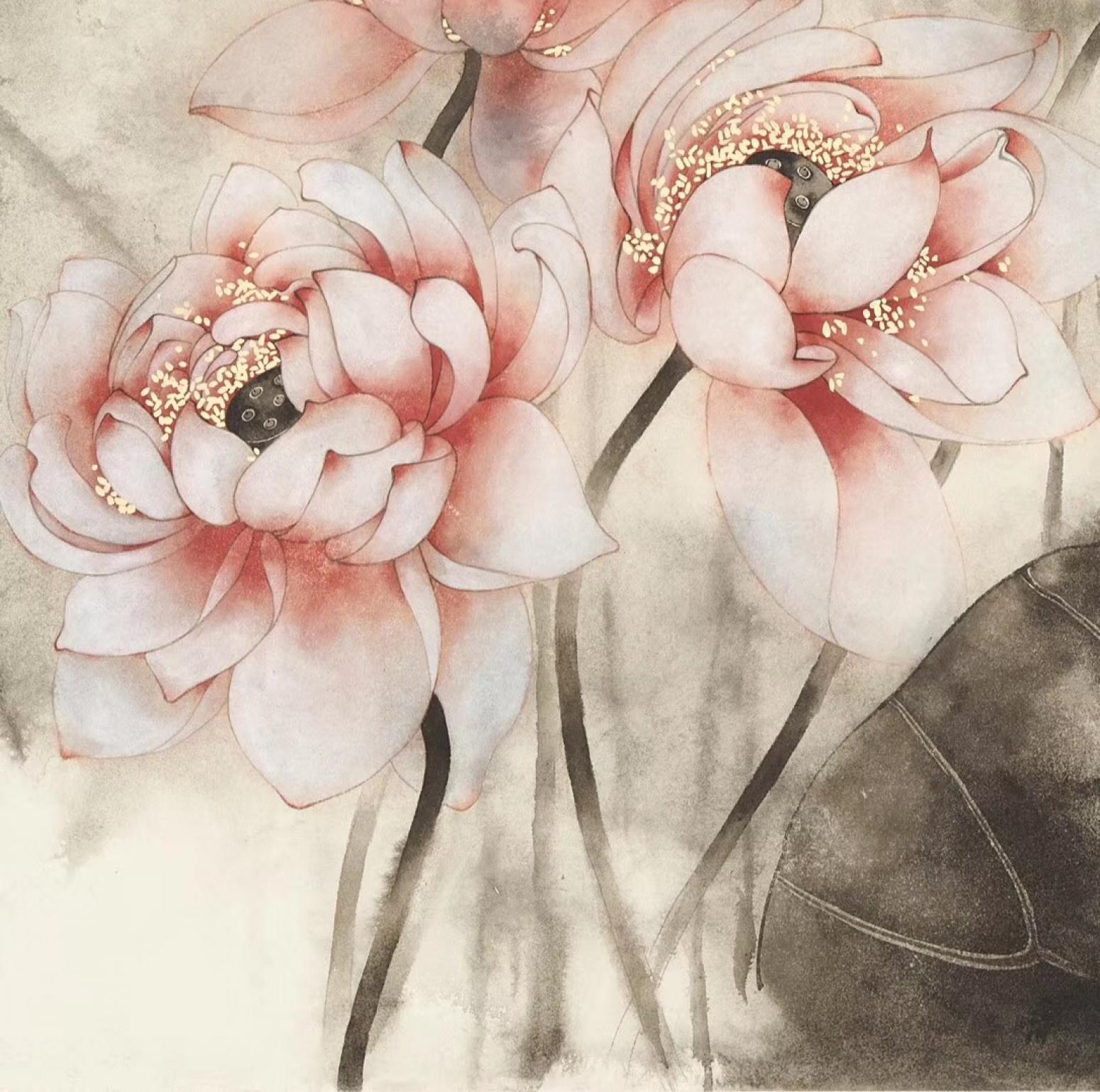 逸品蓮堂-盧夢(mèng)陽(yáng)國(guó)畫作品《荷荷美美》