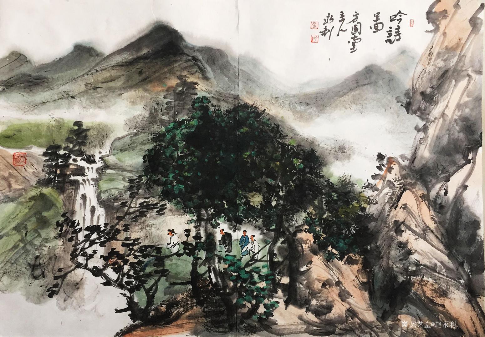 趙永利國(guó)畫作品《吟詩(shī)圖》