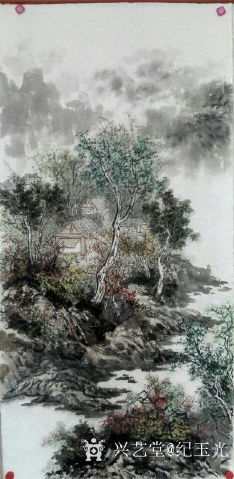 紀(jì)玉光國(guó)畫(huà)作品《深山藏古寺》