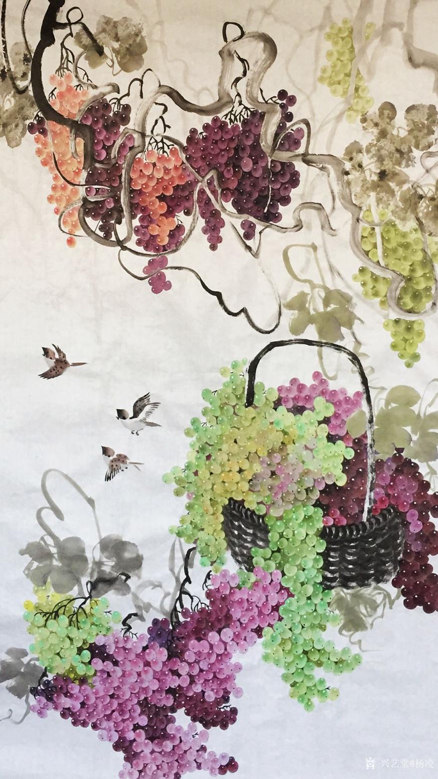 楊凌國畫作品《玉珠滿堂》