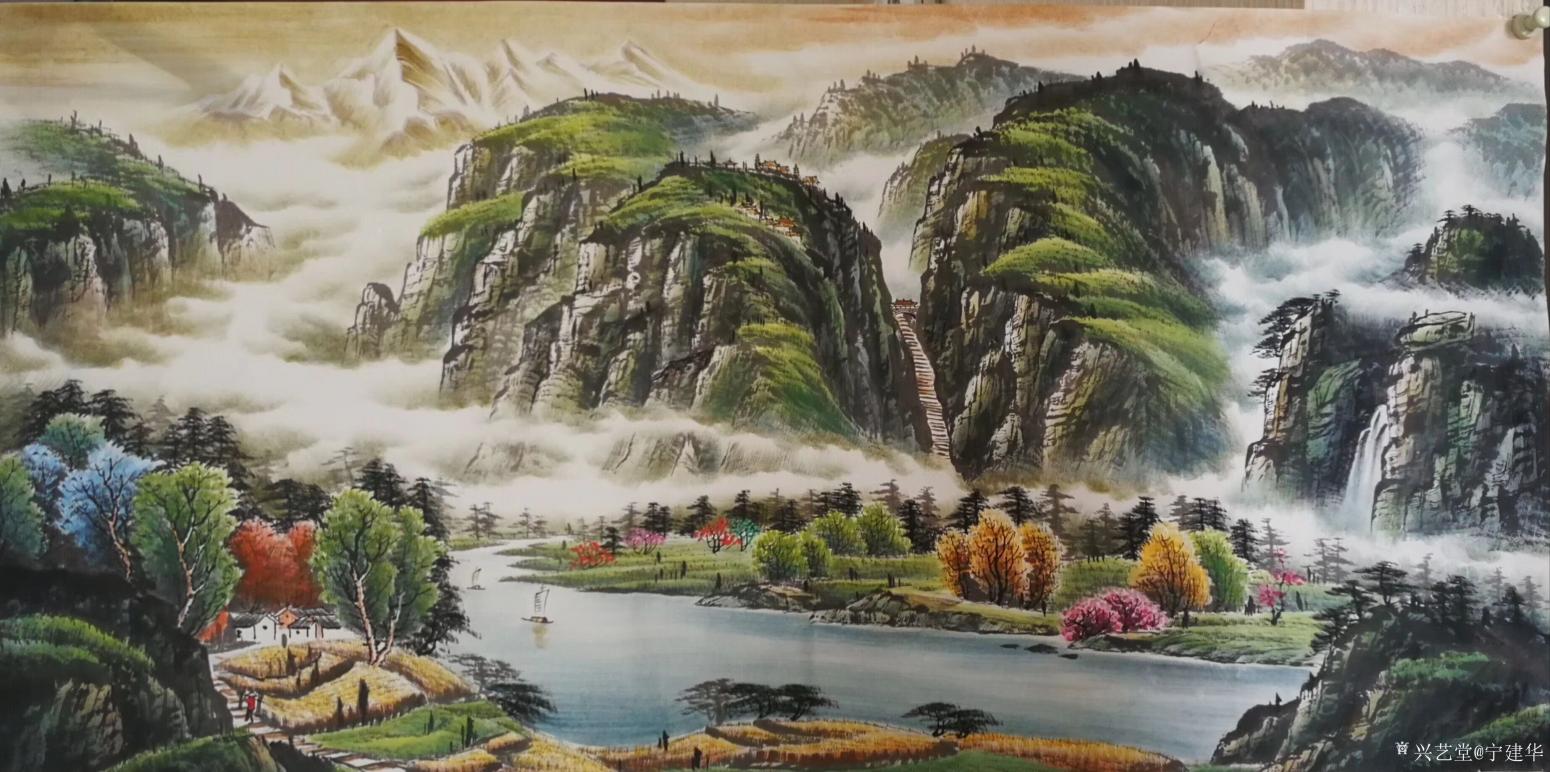 寧建華國畫作品《祥云福地》