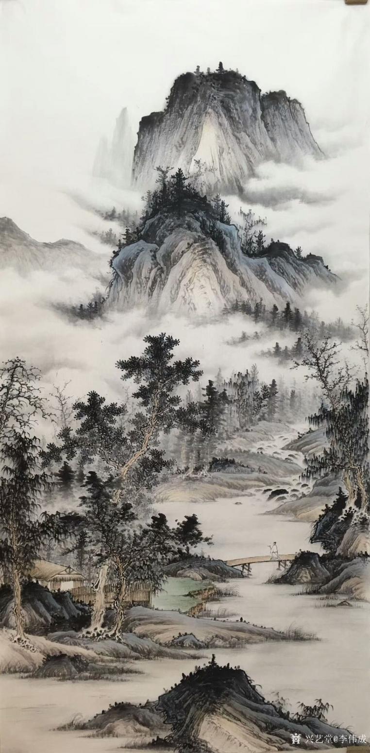 李偉成國(guó)畫(huà)作品《深山幽居圖》
