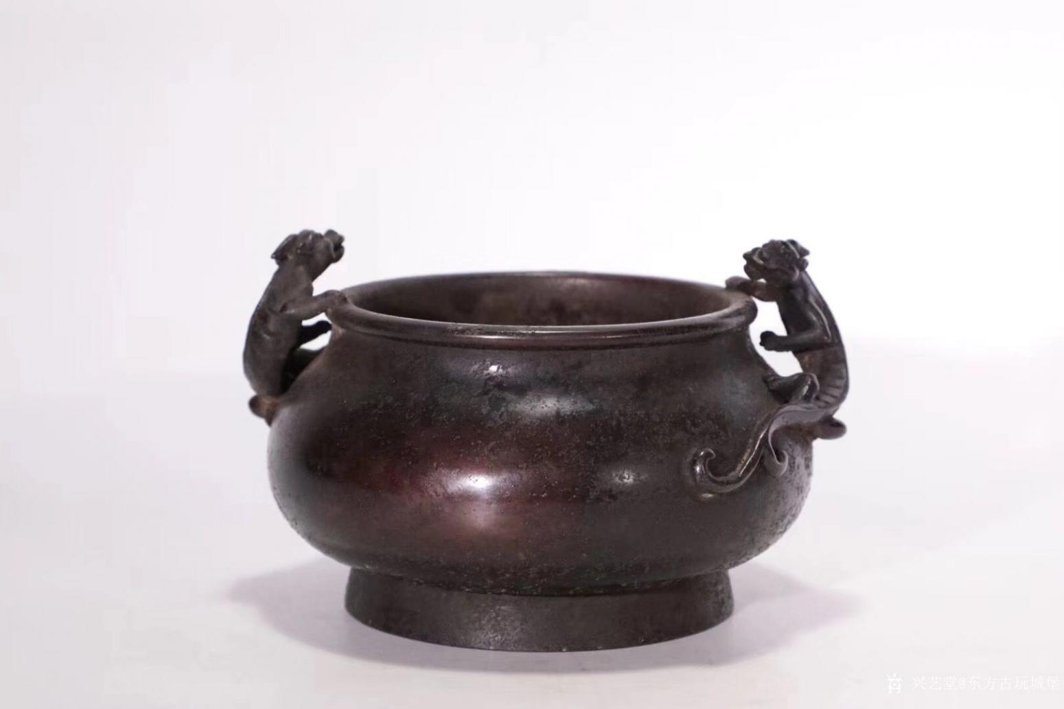 東方古玩城堡文玩雜項作品《雙螭龍耳銅爐》【圖0】