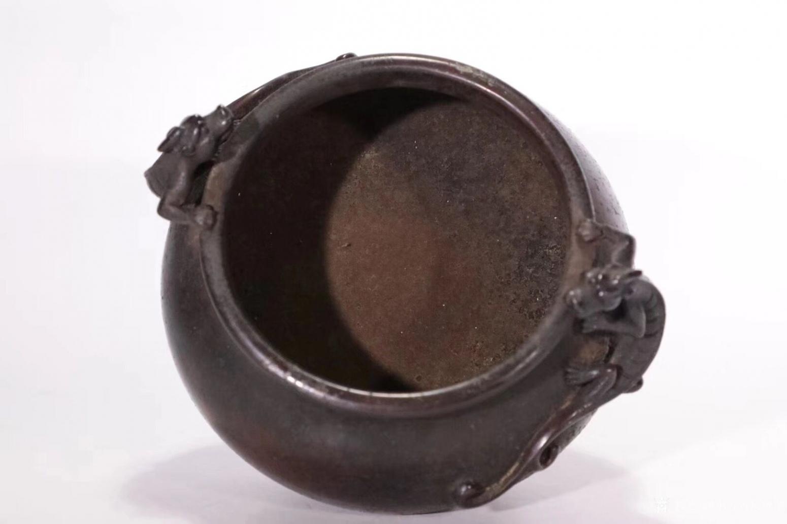 東方古玩城堡文玩雜項作品《雙螭龍耳銅爐》【圖7】