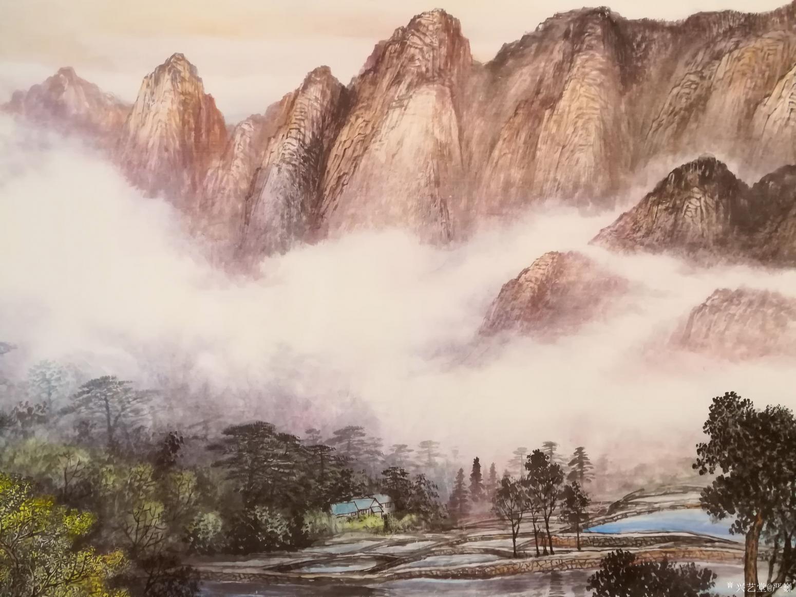 嚴(yán)巍國(guó)畫(huà)作品《云峰幽遠(yuǎn)》
